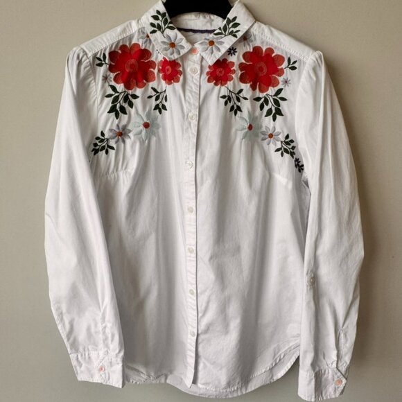 Maeve Tops - Maeve by Anthropologie Embroidered Floral Button-Down Long-Sleeve Shirt